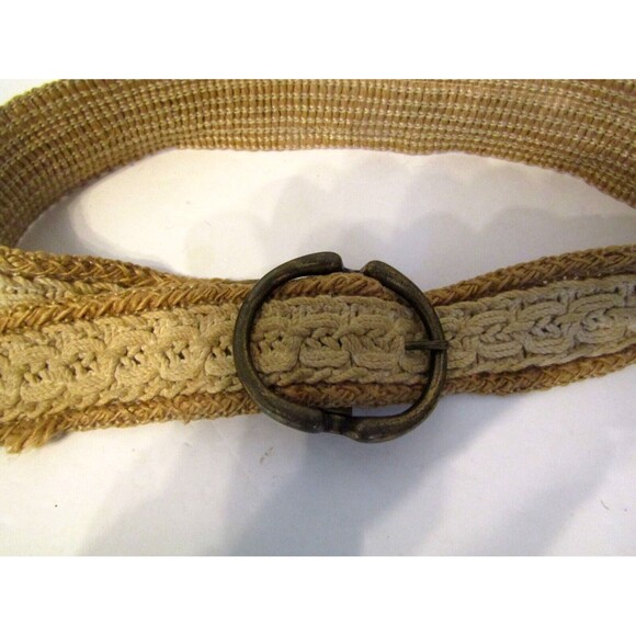 Salvatori Macrame Belt Vintage Braided Two Tone Brass Buckle #9965 Size 32 - Picture 2 of 7